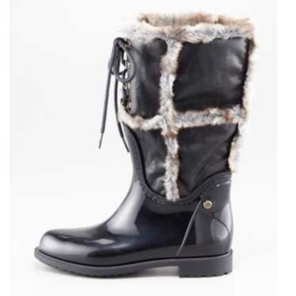 Stuart Weitzman Faux Fur Rain Boots - Size 8.5 - Picture 1 of 7